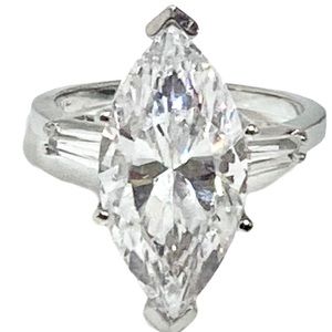 14k white gold Sz 7 20mm Marquise CZ